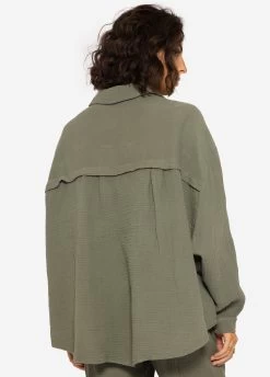 Musselin Bluse Oversize, Kurz, Khaki -Sassyclassy SassyClassy musselin bluse oversize kurz khaki S2201B4515 2sa9BzxSiHUyEd