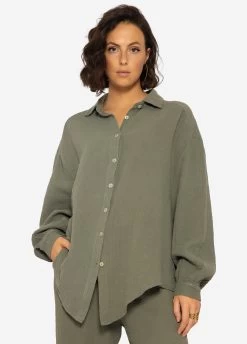 Musselin Bluse Oversize, Kurz, Khaki -Sassyclassy SassyClassy musselin bluse oversize kurz khaki S2201B4515 41fsLjIPDyT4ec