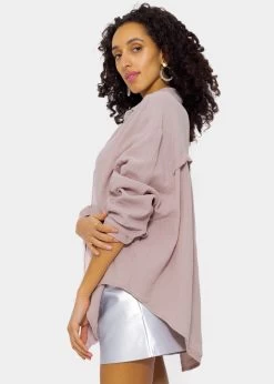 Musselin Bluse Oversize, Kurz, Puderrosa -Sassyclassy SassyClassy musselin bluse oversize kurz puderrosa S2205B4791 576iBR62R3Dt0K
