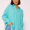 Musselin Bluse Oversize, Kurz, Türkis 1 Musselin Bluse Oversize, Kurz, Türkis -Sassyclassy SassyClassy musselin bluse oversize kurz turkis S2202B4491 3