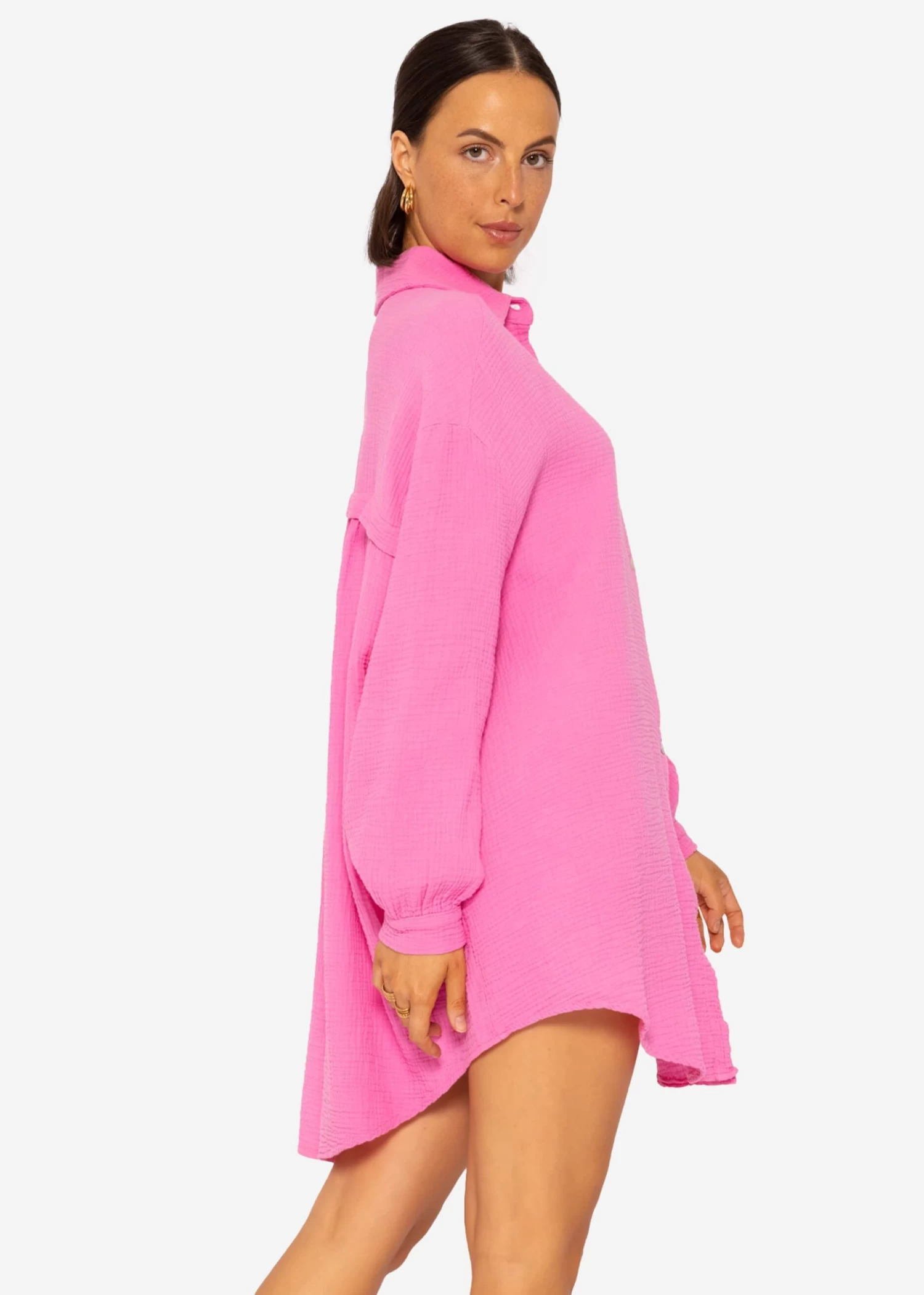 Musselin Bluse Oversize, Pink 9 Musselin Bluse Oversize, Pink – Bild 7