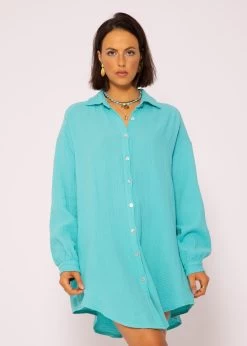 Musselin Bluse Oversize, Türkis -Sassyclassy SassyClassy musselin bluse oversize turkis S1205B3985 4