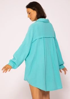 Musselin Bluse Oversize, Türkis -Sassyclassy SassyClassy musselin bluse oversize turkis S1205B3985 5