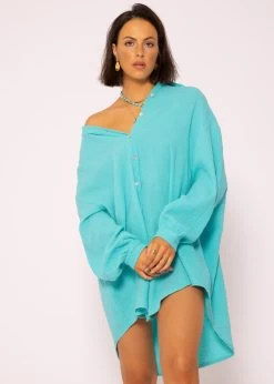 Musselin Bluse Oversize, Türkis -Sassyclassy SassyClassy musselin bluse oversize turkis S1205B3985 7