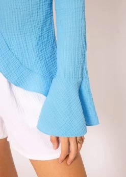Musselin Cardigan Mit Volants, Blau -Sassyclassy SassyClassy musselin cardigan mit volants blau S3207B6067 2