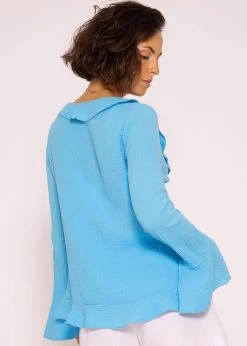 Musselin Cardigan Mit Volants, Blau -Sassyclassy SassyClassy musselin cardigan mit volants blau S3207B6067