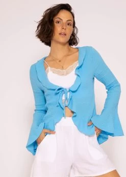 Musselin Cardigan Mit Volants, Blau -Sassyclassy SassyClassy musselin cardigan mit volants blau S3207B6067 4