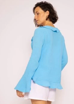 Musselin Cardigan Mit Volants, Blau -Sassyclassy SassyClassy musselin cardigan mit volants blau S3207B6067 5