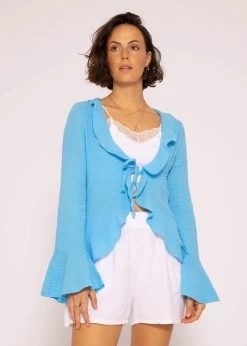 Musselin Cardigan Mit Volants, Blau -Sassyclassy SassyClassy musselin cardigan mit volants blau S3207B6067 6
