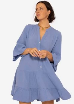 Musselin Kleid, Blau -Sassyclassy SassyClassy musselin kleid blau S2206B3859 8T5lRQPbxmzkjFlLphEEdiYyADf