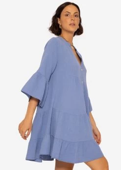 Musselin Kleid, Blau -Sassyclassy SassyClassy musselin kleid blau S2206B3859 9z9gWCc0rxXID1