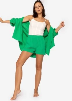Musselin Shorts, Grün -Sassyclassy SassyClassy musselin shorts grun S2207B4916 4qw4KmeUluts8B