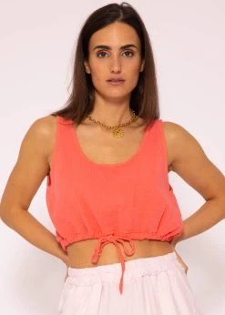 Musselin Top Mit Zugband, Koralle 11 Musselin Top Mit Zugband, Koralle -Sassyclassy SassyClassy musselin top mit zugband koralle S3203B5714 3