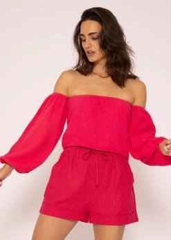 Musselin Top, Schulterfrei, Himbeerrot 17 Musselin Top, Schulterfrei, Himbeerrot -Sassyclassy SassyClassy musselin top schulterfrei himbeerrot S3204B5827 4