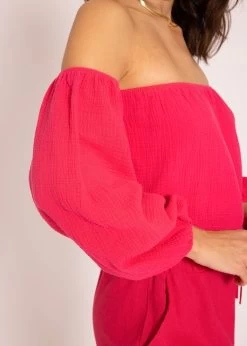 Musselin Top, Schulterfrei, Himbeerrot 21 Musselin Top, Schulterfrei, Himbeerrot -Sassyclassy SassyClassy musselin top schulterfrei himbeerrot S3204B5827 9