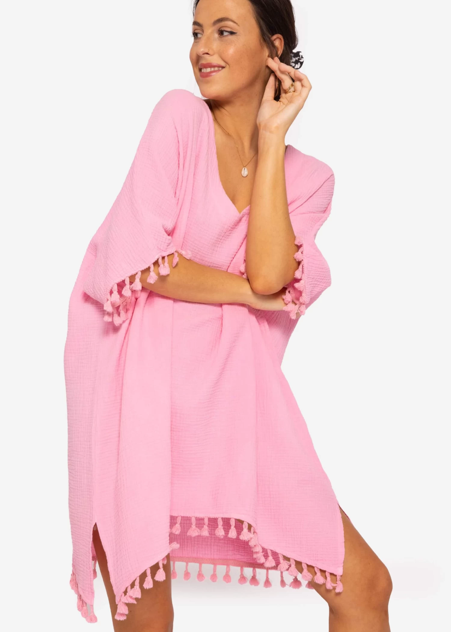 Musselin Tunika Mit Tassels, Babyrosa 3 Musselin Tunika Mit Tassels, Babyrosa