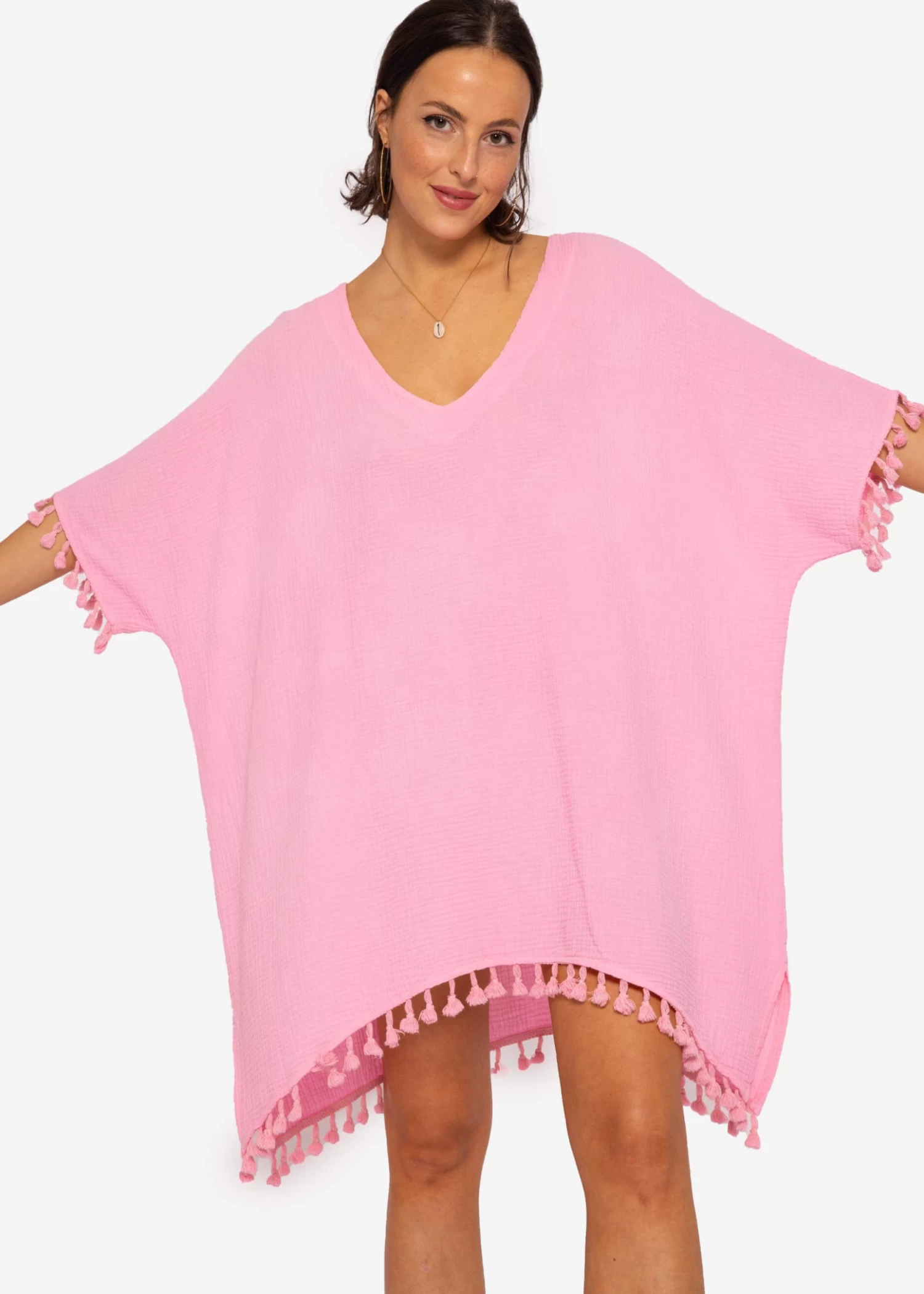 Musselin Tunika Mit Tassels, Babyrosa 10 Musselin Tunika Mit Tassels, Babyrosa – Bild 8