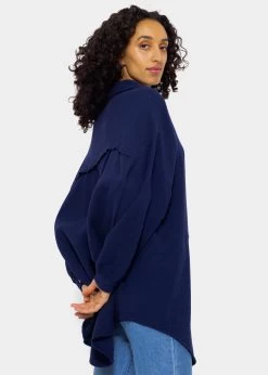 Musselin Bluse Oversize, Dunkelblau -Sassyclassy SassyClassy musselinbluse bluse oversize dunkelblau S2201B4509 4vhKHlWzv65zb2