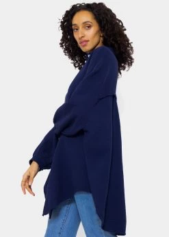 Musselin Bluse Oversize, Dunkelblau -Sassyclassy SassyClassy musselinbluse bluse oversize dunkelblau S2201B4509 6CfaEasvxi8sNT