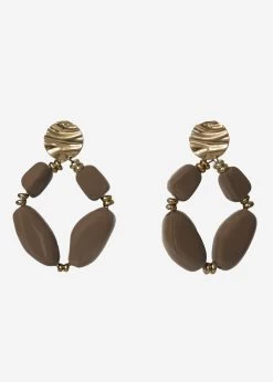 Ohrstecker Gold Mit Großen Perlen, Braun