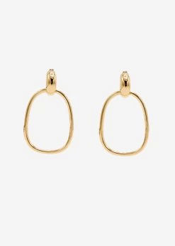 Ohrstecker Mit Ovalem Anhänger, Gold