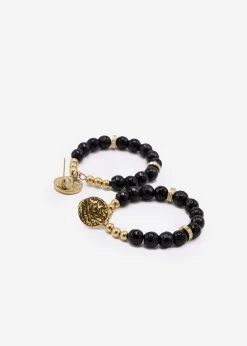 Ohrstecker Gold Mit Echten Perlen - Schwarzer Achat -Sassyclassy SassyClassy ohrstecker mit schwarzen achat perlchen S3202A1279 3