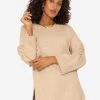 Oversize Pullover Mit Seitenschlitzen - Beige -Sassyclassy SassyClassy oversize pullover mit seitenschlitz beige S3206B5981 6sxj2FVWwgzIGf
