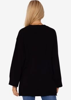 Oversize Pullover Mit Seitenschlitzen - Schwarz -Sassyclassy SassyClassy oversize pullover mit seitenschlitz schwarz S3206B5982 5BWntGcyhfrMGZ