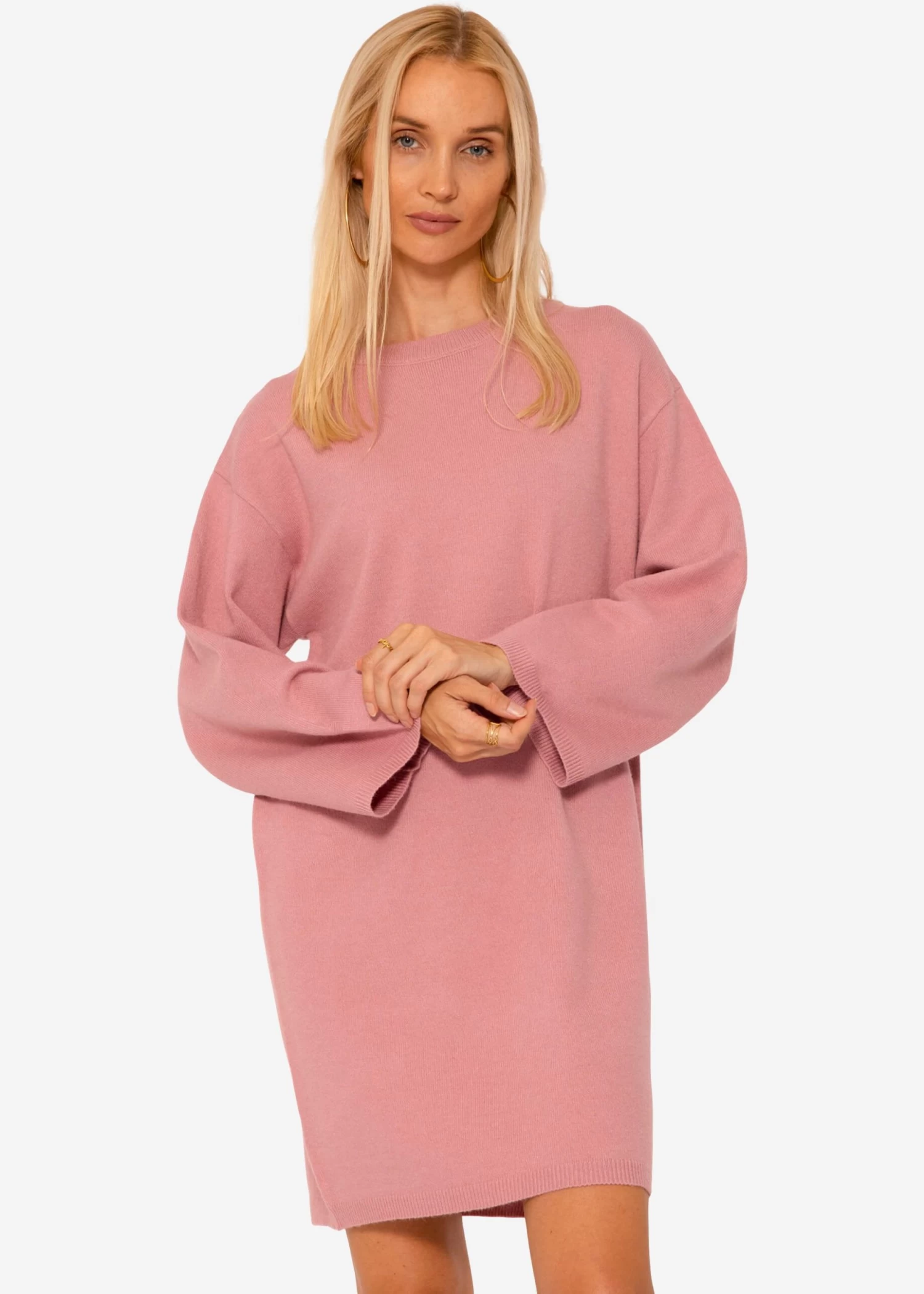 Oversize Kleid In Strick - Altrosa 3 Oversize Kleid In Strick - Altrosa