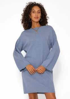 Oversize Kleid In Strick - Jeansblau -Sassyclassy SassyClassy oversize strickkleid jeansblau S3206B5978 4