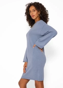 Oversize Kleid In Strick - Jeansblau -Sassyclassy SassyClassy oversize strickkleid jeansblau S3206B5978 7