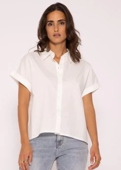 Popelin/Jersey Bluse, Offwhite -Sassyclassy SassyClassy popelin jersey bluse offwhite S3202B5546 2