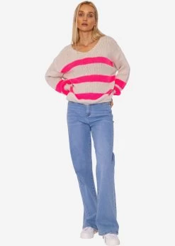 Pullover Mit Pink Streifen - Hellbeige -Sassyclassy SassyClassy pullover mit pink streifen hellbeige S3208P6167 1BOEMucACtFF2E