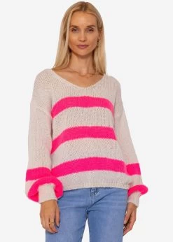Pullover Mit Pink Streifen - Hellbeige -Sassyclassy SassyClassy pullover mit pink streifen hellbeige S3208P6167 2BDo7AwV6tiYht