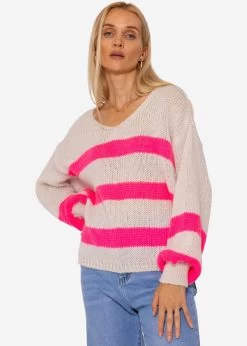 Pullover Mit Pink Streifen - Hellbeige -Sassyclassy SassyClassy pullover mit pink streifen hellbeige S3208P6167 33bm62fWrvg8po