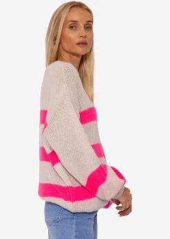 Pullover Mit Pink Streifen - Hellbeige -Sassyclassy SassyClassy pullover mit pink streifen hellbeige S3208P6167 67eJ7HmlEceJQf