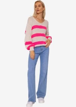 Pullover Mit Pink Streifen - Hellbeige -Sassyclassy SassyClassy pullover mit pink streifen hellbeige S3208P6167jxUGSYMQy6did