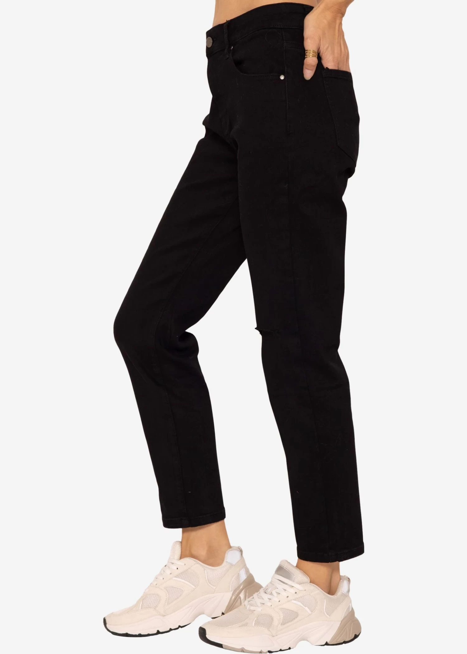 Relax Fit Jeans Mit Schlitz - Schwarz 5 Relax Fit Jeans Mit Schlitz - Schwarz – Bild 3