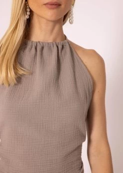 Rückenfreies Musselin Top, Taupe -Sassyclassy SassyClassy ruckenfreies musselin top taupe S3205B5941 9