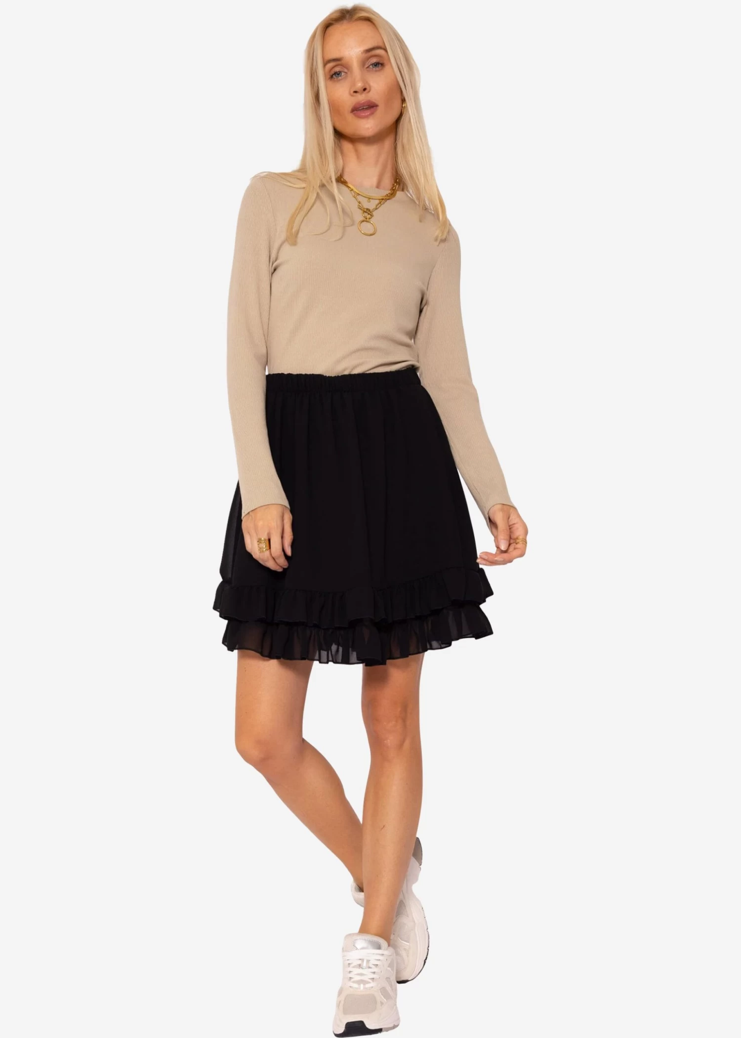 Rüschen Rock In Chiffon - Schwarz 7 Rüschen Rock In Chiffon - Schwarz – Bild 5