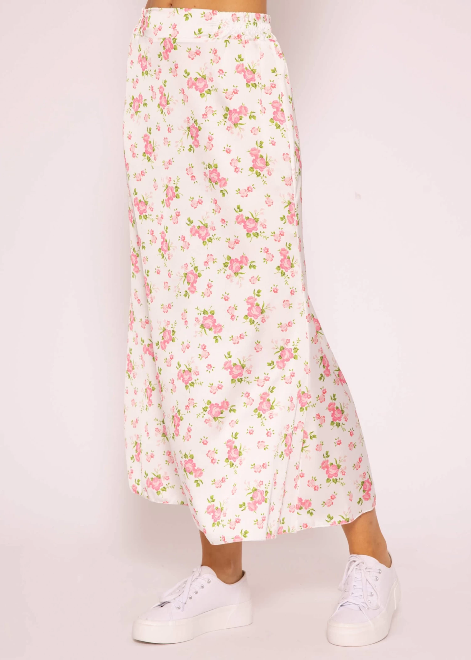 Satin Rock Mit Print, Weiß 3 Satin Rock Mit Print, Weiß