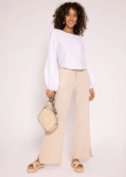 Schimmerndes Viskose Top Mit Weiten Ärmel, Weiß 19 Schimmerndes Viskose Top Mit Weiten Ärmel, Weiß -Sassyclassy SassyClassy schimmerndes top mit weitem armel weiss S3204B5819