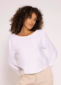 Schimmerndes Viskose Top Mit Weiten Ärmel, Weiß 16 Schimmerndes Viskose Top Mit Weiten Ärmel, Weiß -Sassyclassy SassyClassy schimmerndes top mit weitem armel weiss S3204B5819 3