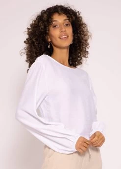 Schimmerndes Viskose Top Mit Weiten Ärmel, Weiß 21 Schimmerndes Viskose Top Mit Weiten Ärmel, Weiß -Sassyclassy SassyClassy schimmerndes top mit weitem armel weiss S3204B5819 4