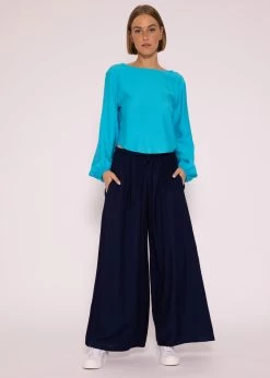 Schimmerndes Viskose Top Mit Weiten Ärmel, Türkis -Sassyclassy SassyClassy schimmerndes viskose top mit weiten armel turkis S3204B5818 1