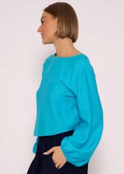 Schimmerndes Viskose Top Mit Weiten Ärmel, Türkis -Sassyclassy SassyClassy schimmerndes viskose top mit weiten armel turkis S3204B5818 2