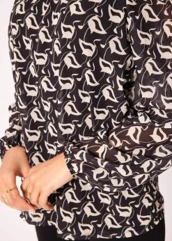 Schulterfreie Chiffonbluse Mit Print, Schwarz -Sassyclassy SassyClassy schulterfreie chiffonbluse mit print schwarz S3204B5803 11