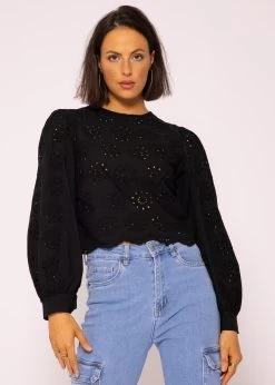 Spitzen Blusentop, Schwarz -Sassyclassy SassyClassy spitzen blusentop schwarz S3203B5697 4