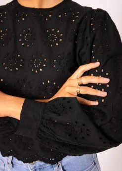 Spitzen Blusentop, Schwarz -Sassyclassy SassyClassy spitzen blusentop schwarz S3203B5697 8