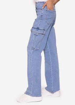 Straight Leg Cargo Jeans, Blau -Sassyclassy SassyClassy straight leg cargo jeans blau S3201B5341 5C3SyhmxSB7yYa